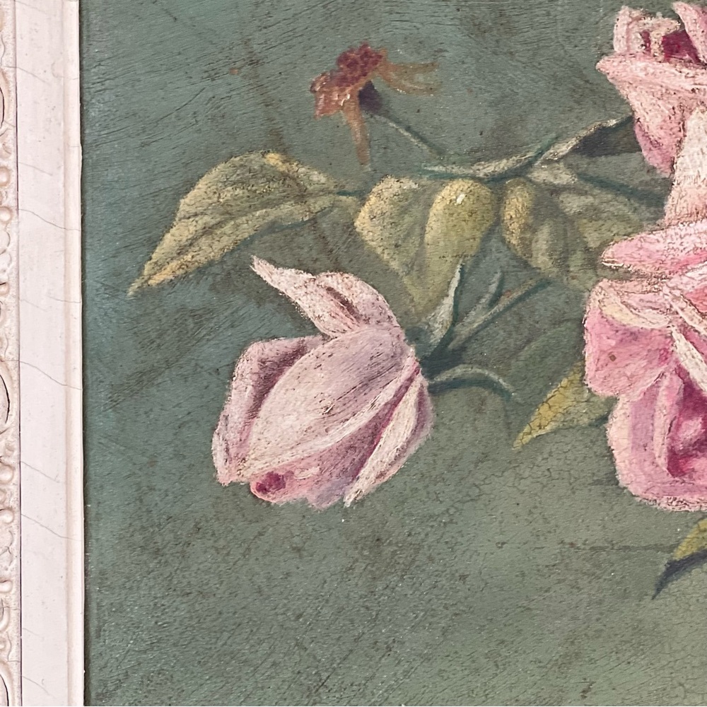 Stunning Antique Roses Oil Painting shabby Roses Still Life - Picture 4 of 14